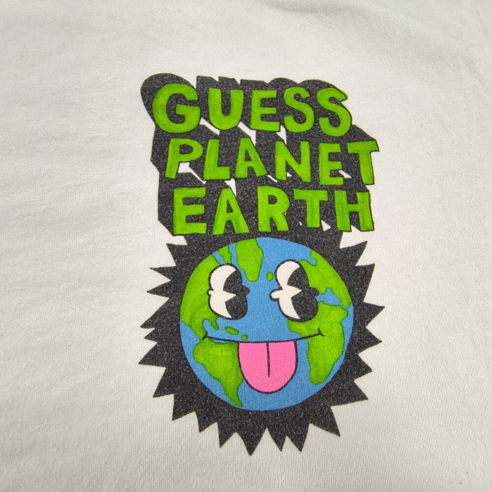 Guess Planet Earth Graphic Short Sleeve Crew Neck Shirt Mens Size Large L White - Picture 4 of 9